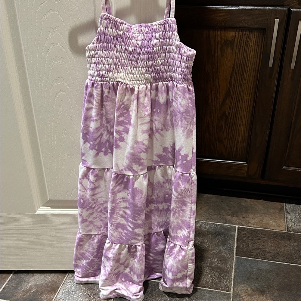 White and lavender tie-dye girls dress